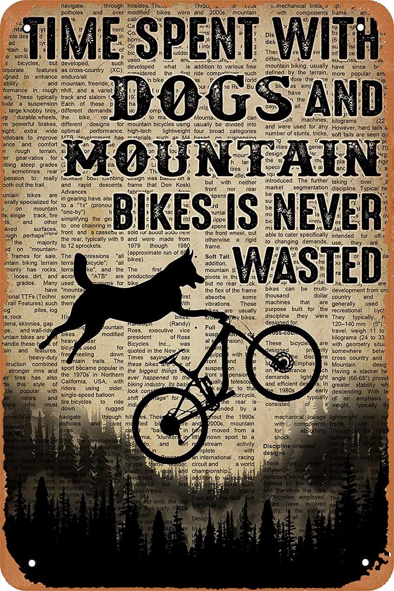 Mountain Biking With Dog - Metalen vintage blikken bord decoratie: de